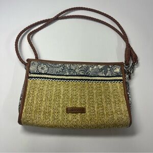 Sakroots mini Straw Print Clutch Shoulder Bag Crossbody Braided Strap